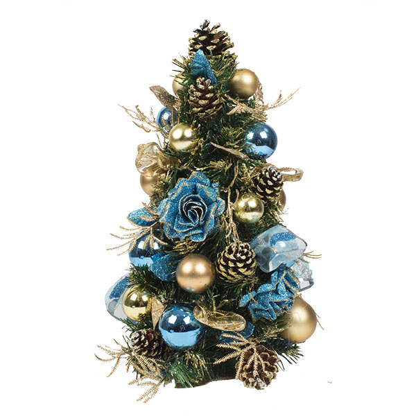 Regal Blue Christmas Room Decoration Collection - Table Top Tree