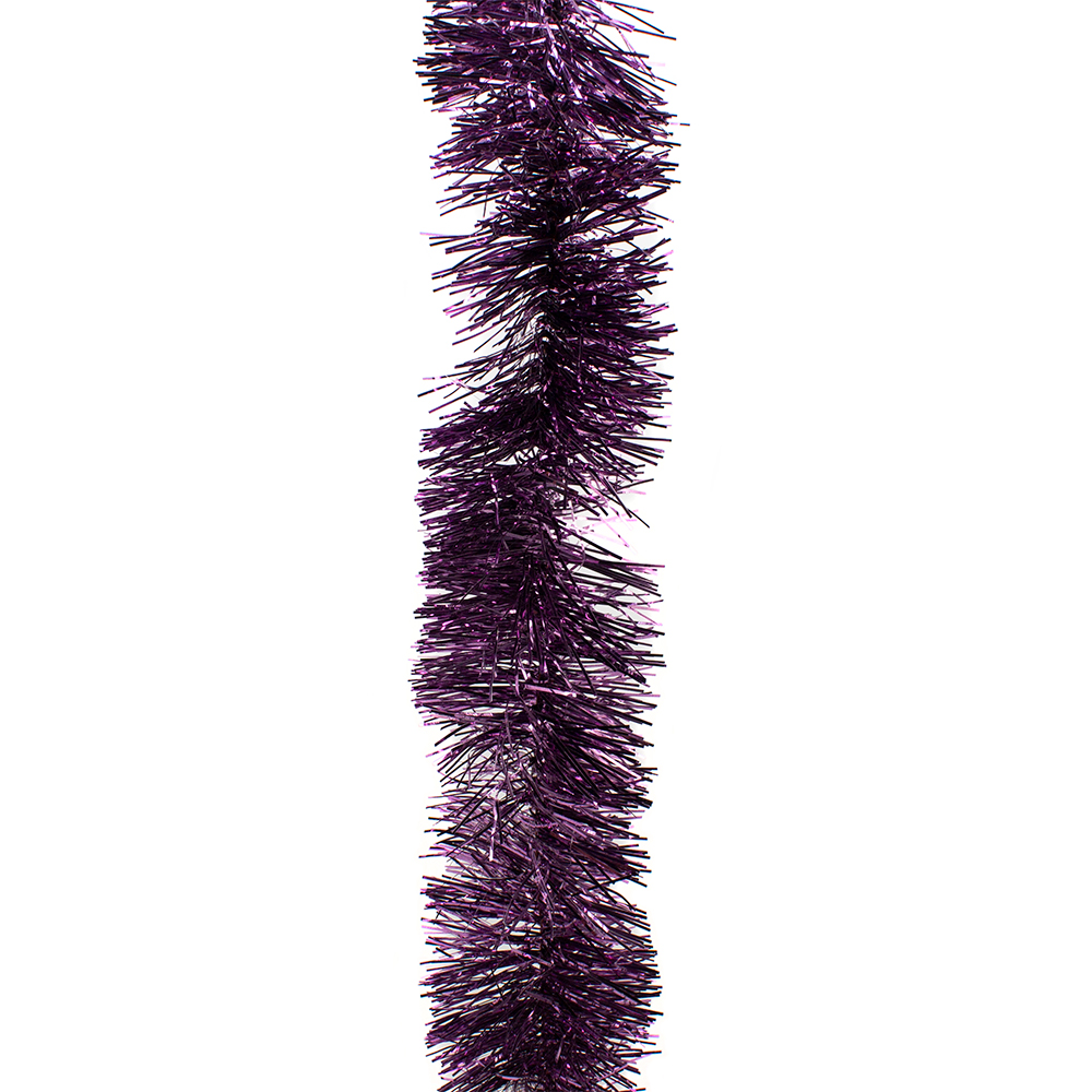 Petunia Purple Shiny Tinsel Garland - 75mm X 2.7m - Fizzco Ltd