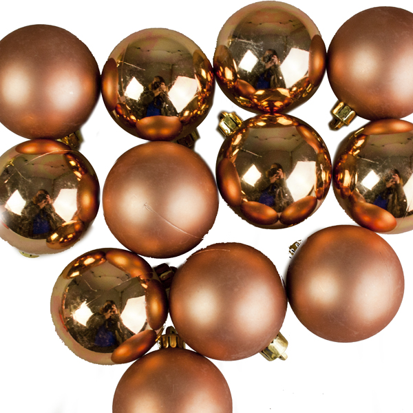 Almond Brown Baubles - Shatterproof - Pack of 12 x 60mm