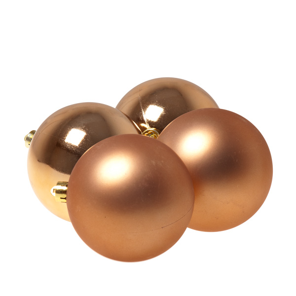 Almond Brown Baubles - Shatterproof - Pack of 4 x 100mm