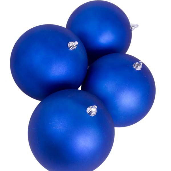 Blue Shatterproof Baubles  - Pack of 4 x 140mm Matt