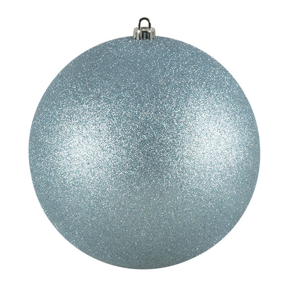 Xmas Baubles - Single 250mm Pale Turquoise Glitter Shatterproof
