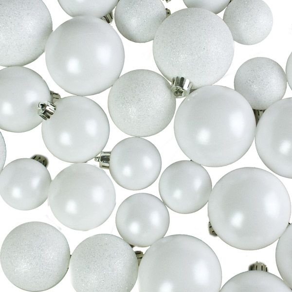 Winter White Assorted Shatterproof Baubles - 30 Piece Pack
