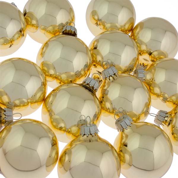 Krebs Gold Shiny Glass Baubles - 15 x 57mm