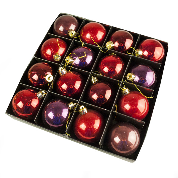 Berry Red Shatterproof Baubles - 16 x 60mm