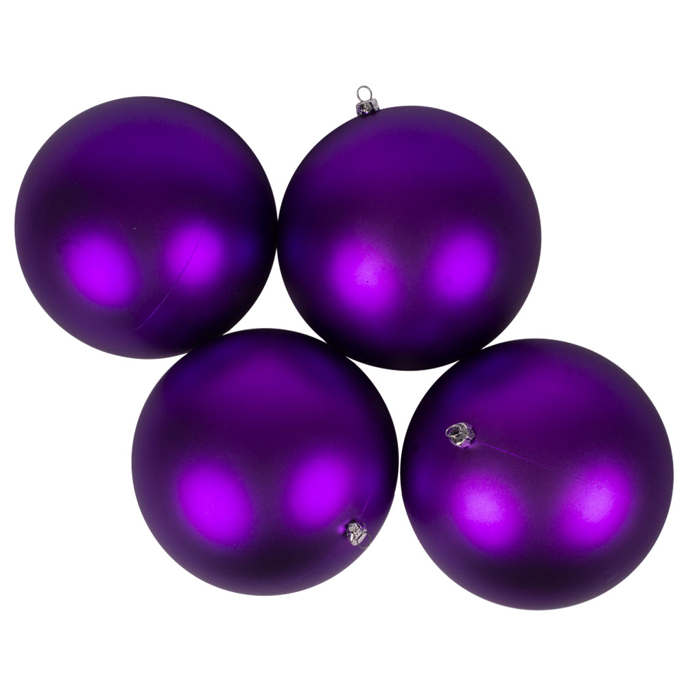 Luxury Purple Satin Finish Shatterproof Baubles - Pack 4 x 140mm