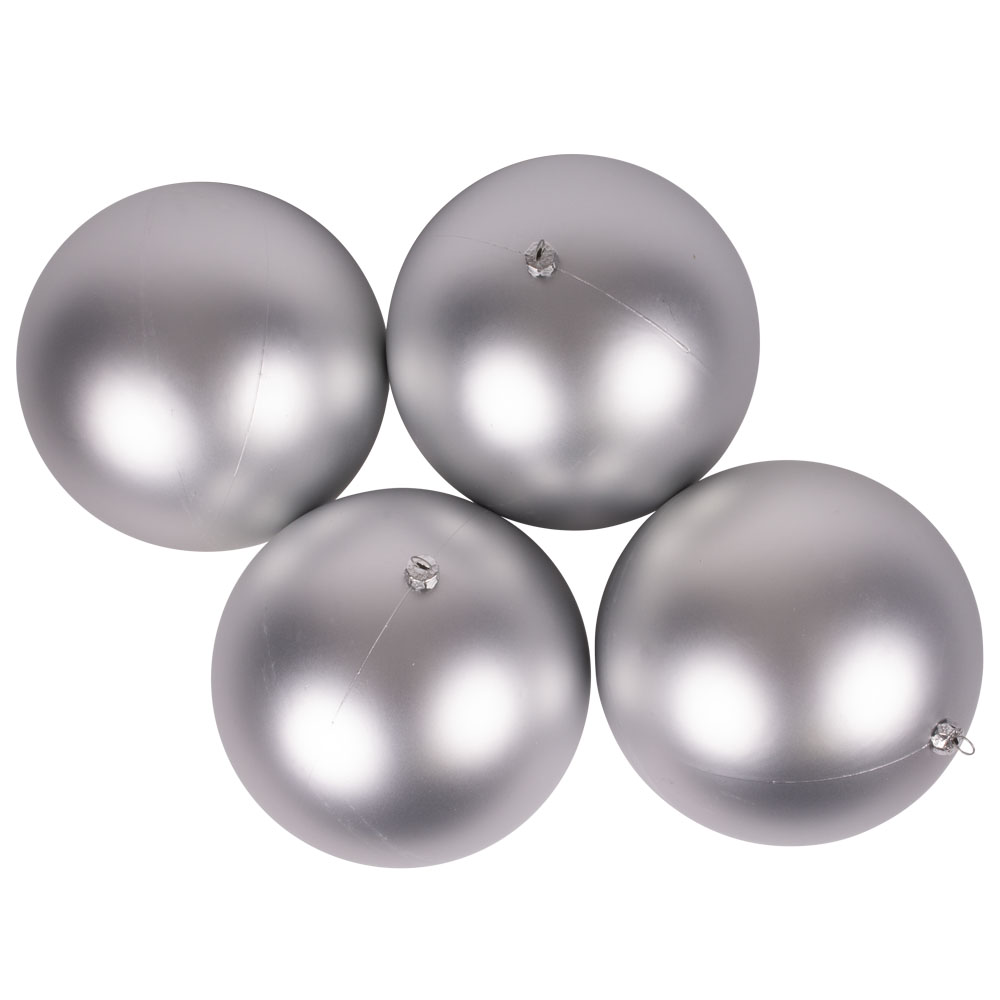 Luxury Silver Satin Finish Shatterproof Baubles - Pack 4 x 140mm