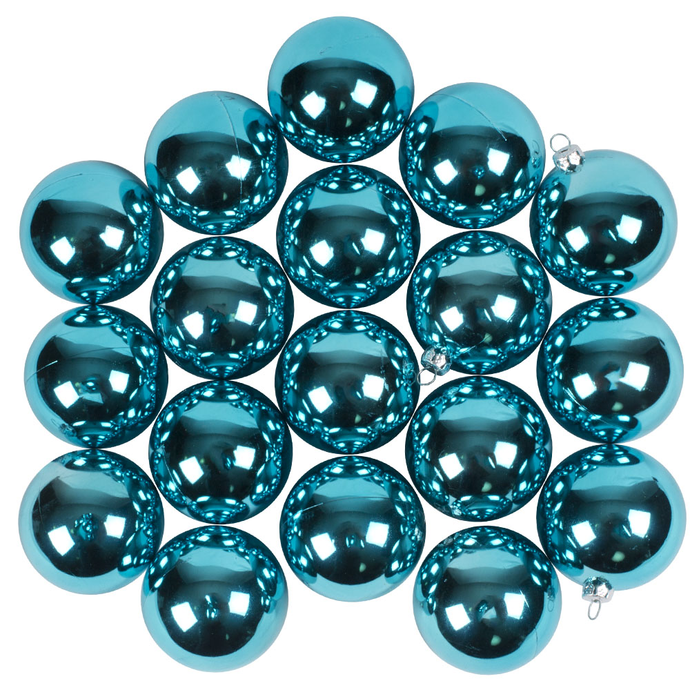 Luxury Aqua Turquoise Shiny Finish Shatterproof Bauble Range - Pack of 18 x 60mm