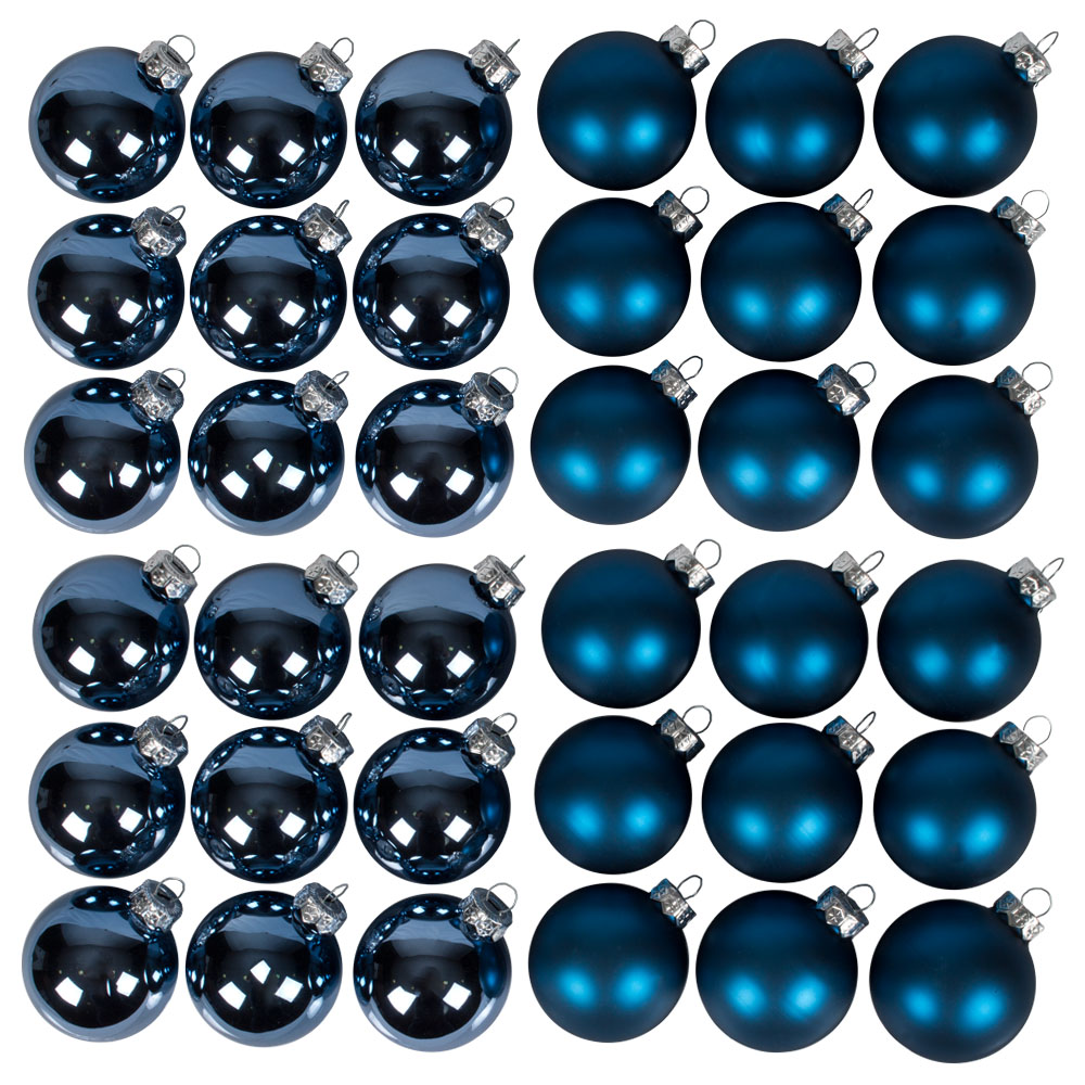 Dark Blue Matt & Shiny Glass Baubles - 36 x 57mm