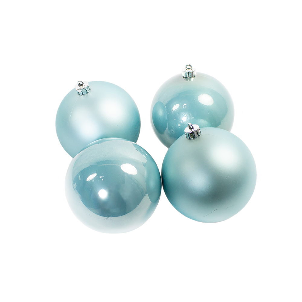 Arctic Blue Fashion Trend Shatterproof Baubles - Pack Of 4 x 100mm
