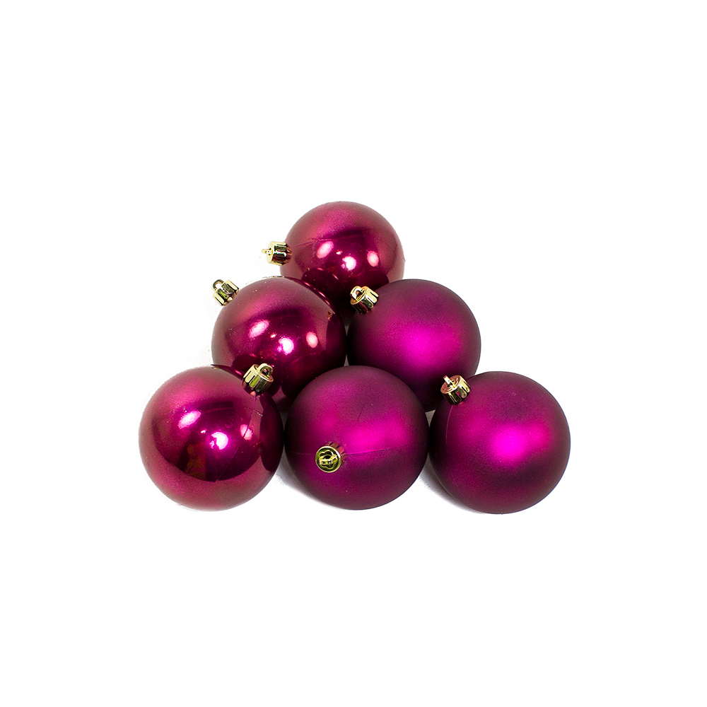 Deep Magnolia Pink Fashion Trend Shatterproof Baubles - Pack Of 6 x 80mm
