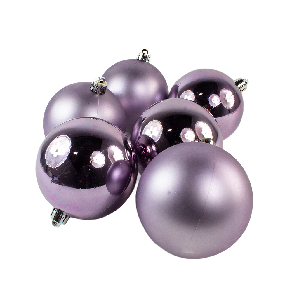 Frosted Lilac Fashion Trend Shatterproof Baubles - Pack Of 6 x 80mm