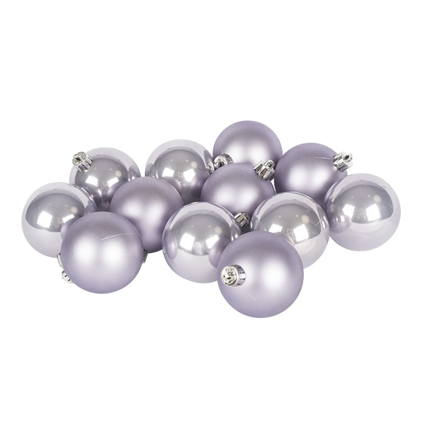 Lilac Mist Fashion Trend Shatterproof Baubles - Pack Of 12 x 60mm