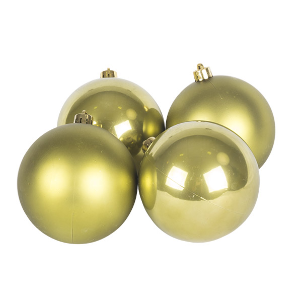 Olive Green Fashion Trend Shatterproof Baubles - Pack Of 4 x 100mm