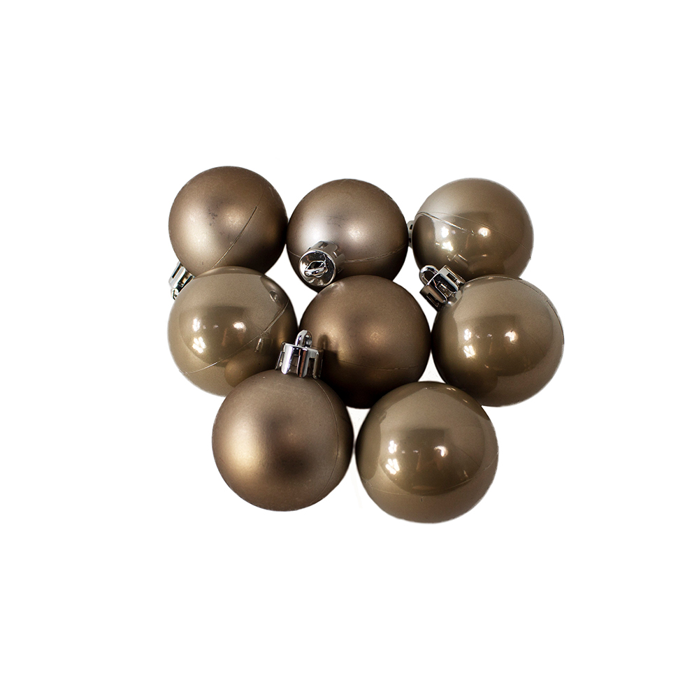 Pale Brown Fashion Trend Shatterproof Baubles - Pack Of 16 x 40mm