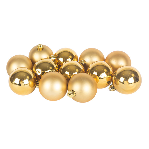 Rich Gold Fashion Trend Shatterproof Baubles - Pack Of 12 x 60mm