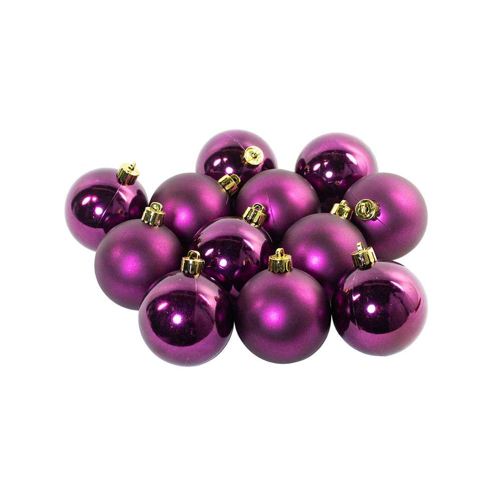 Royal Purple Fashion Trend Shatterproof Baubles - Pack Of 12 x 60mm