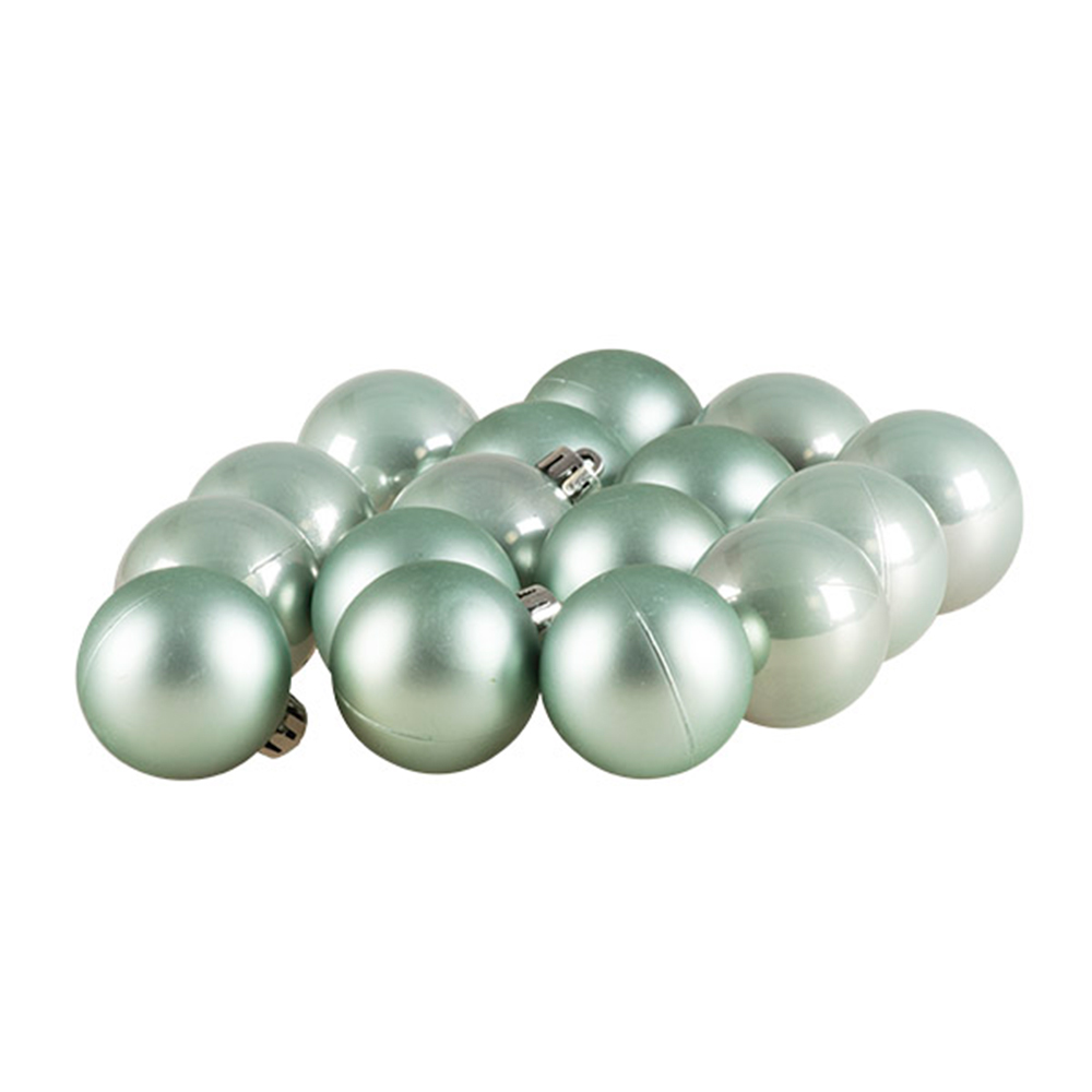 Pale Sage Green Fashion Trend Shatterproof Baubles - Pack Of 16 x 40mm