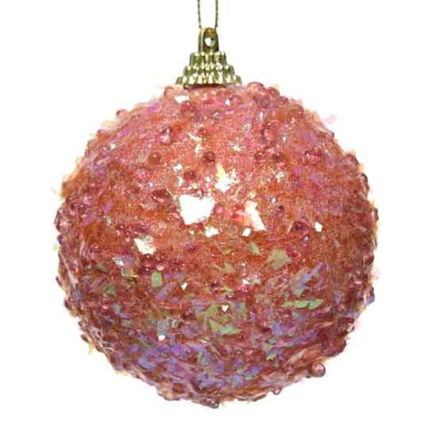 Spangle Bauble With Candy Pink Foil Finish - 80mm