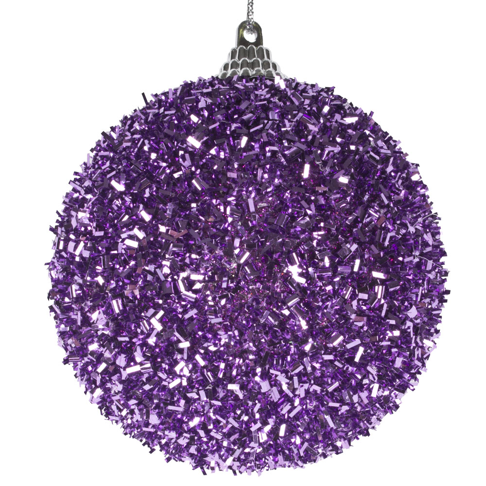 Spangle Bauble With Deep Lavender Glitter Finish - 80mm