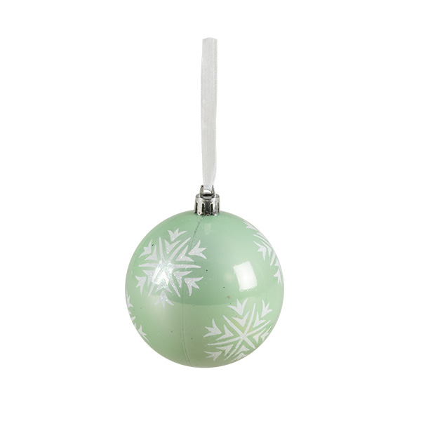 Pale Sage Green Shatterproof Bauble With Snowflake Decoration - 80mm