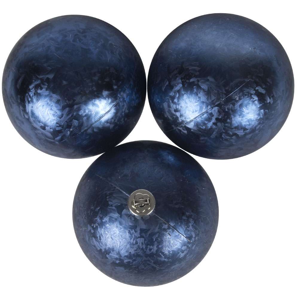 Night Blue Ice Lacquer Finish Shatterproof Baubles - 3 X 80mm