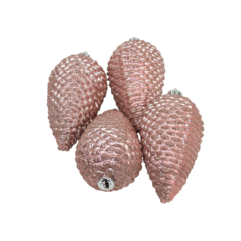 Pack Of 4 Large Shatterproof Pinecone Decorations - 7cm X 12cm