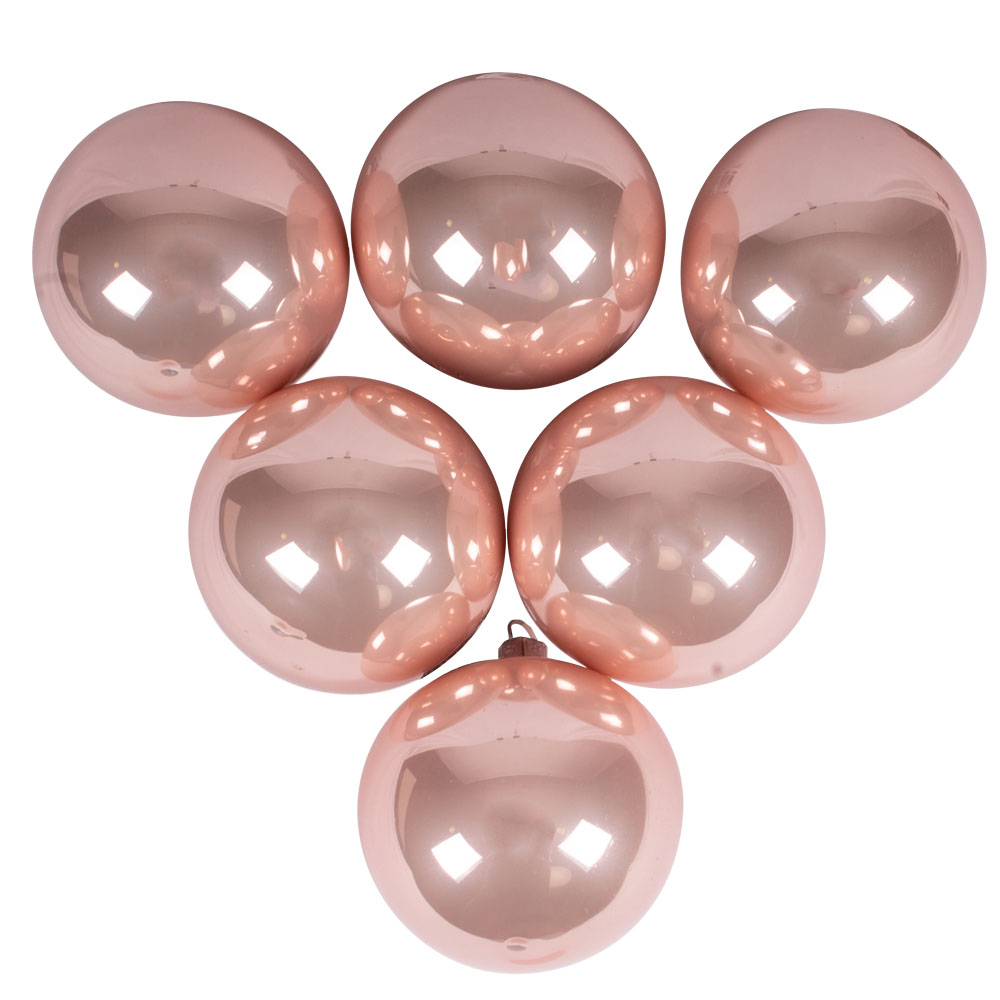 Box Of Blush Pink Enamel Finish Glass Baubles - 6 X 80mm