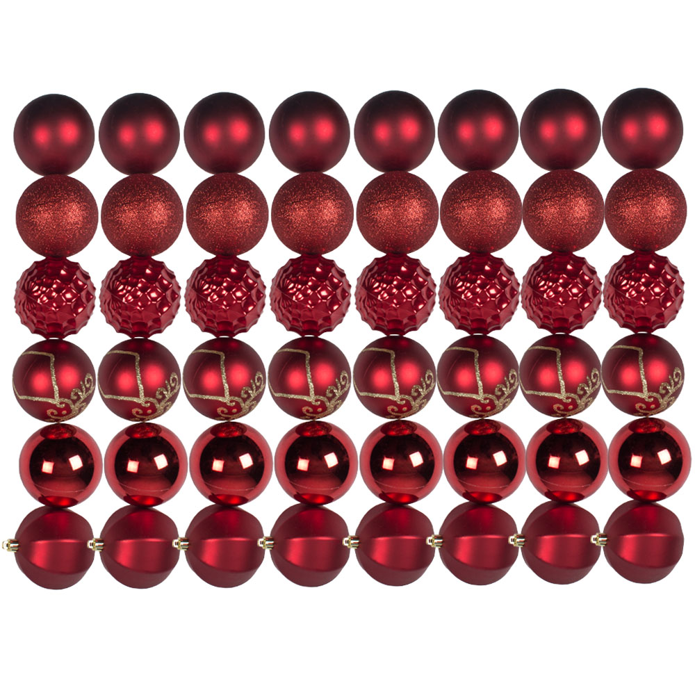 Pack Of 50 Assorted Finish Shatterproof Baubles - 80mm