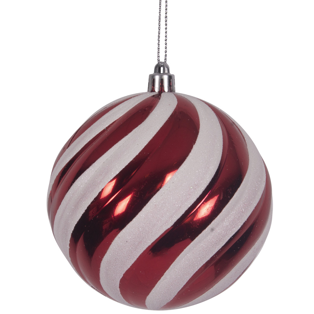 Candy Cane Striped Shatterproof Ball - 10cm