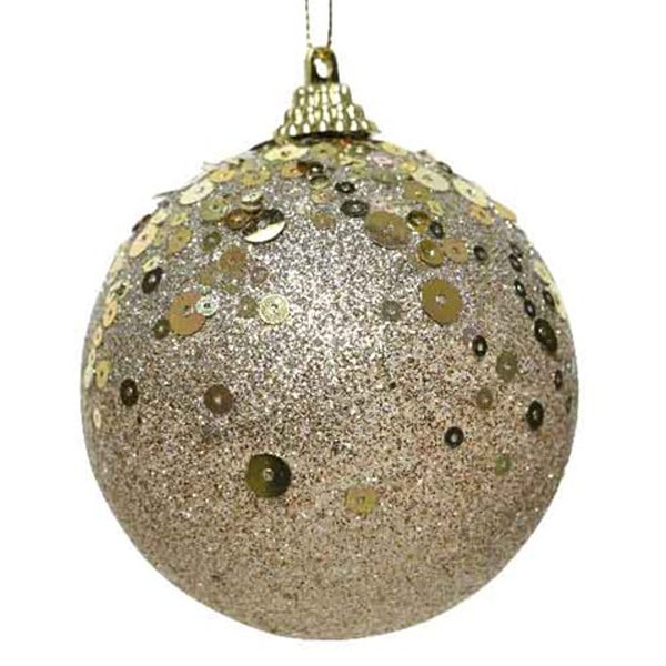 Pearl Glitter And Sequin Finish Bauble - 80mm