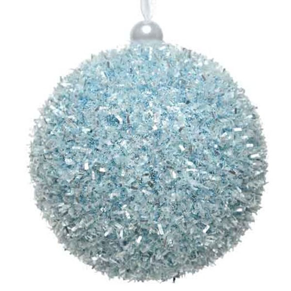 Shatterproof Bauble With Arctic Blue Glitter Finish - 80mm