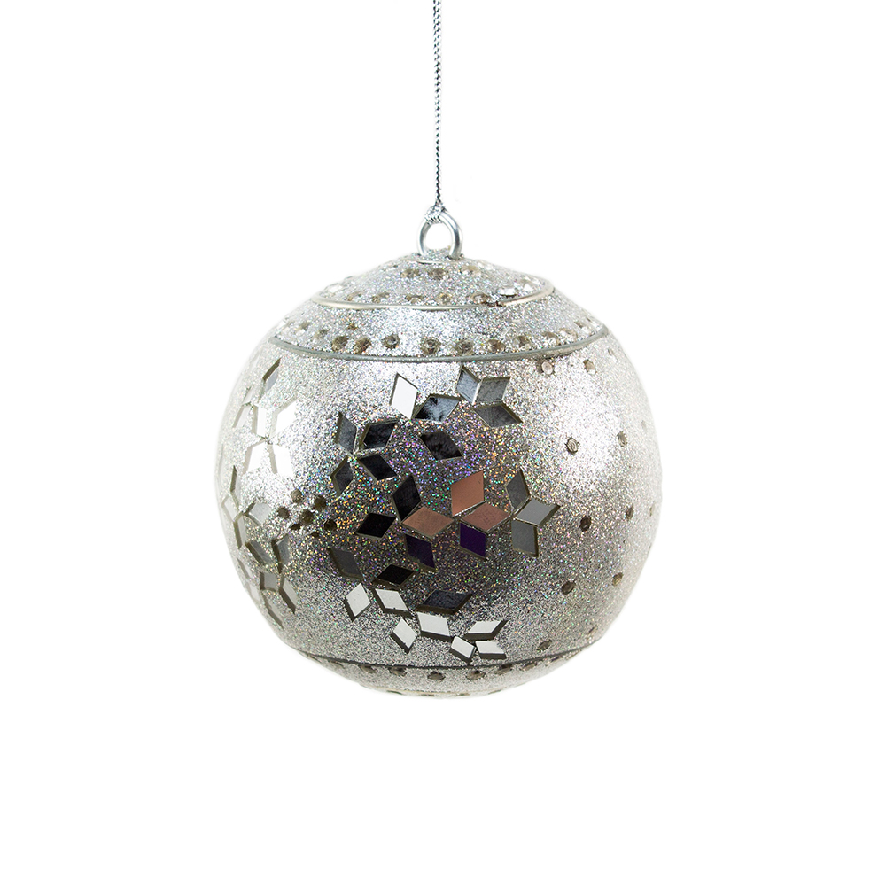 End Of Line Clearance 80mm With Silver Glitter & Mirror Shatterproof Bauble
