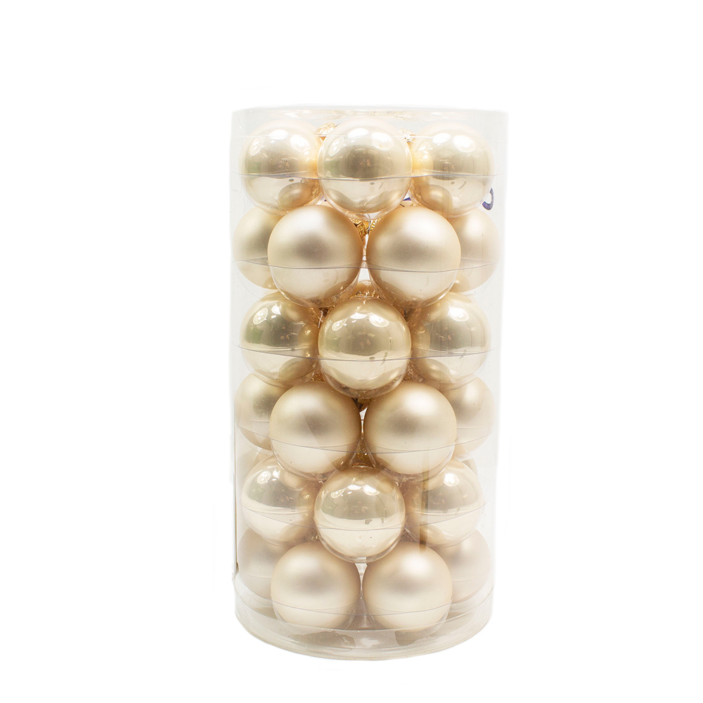 End Of Line Clearance Pack Of 36 X 40mm Glass Baubles  - Pearl