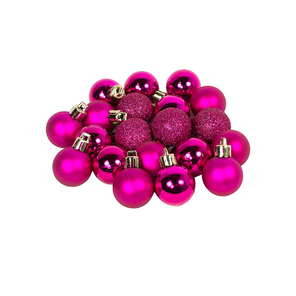 Pink Mixed Finish Shatterproof Baubles - 20 X 30mm