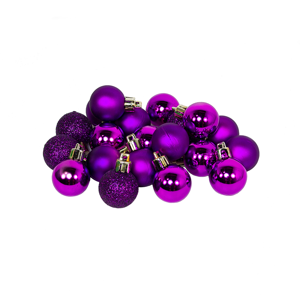 Purple Mixed Finish Shatterproof Baubles - 20 X 30mm