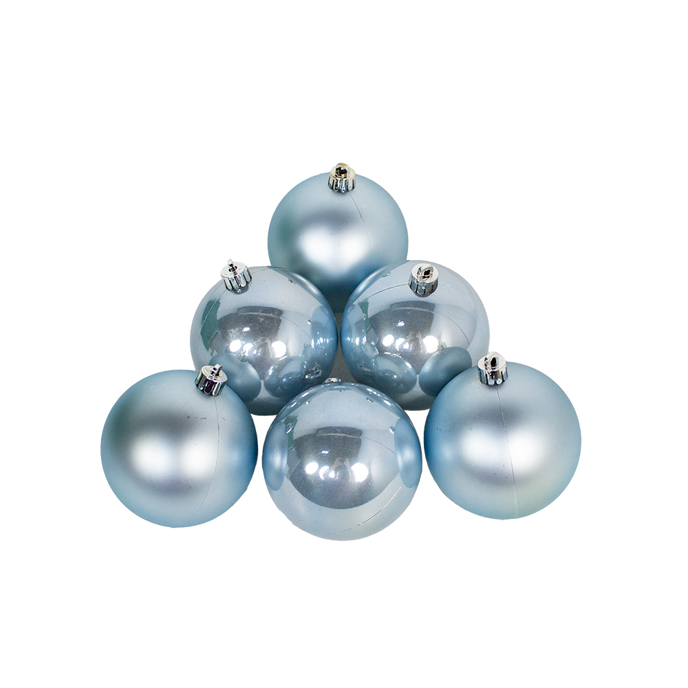 Misty Blue 2022 Fashion Colour Shatterproof Baubles - Pack of 6 x 80mm