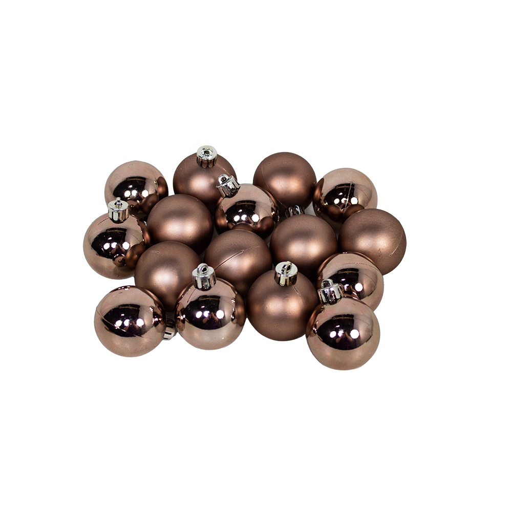 Walnut 2022 Fashion Colour Shatterproof Baubles - Pack of 16 x 40mm