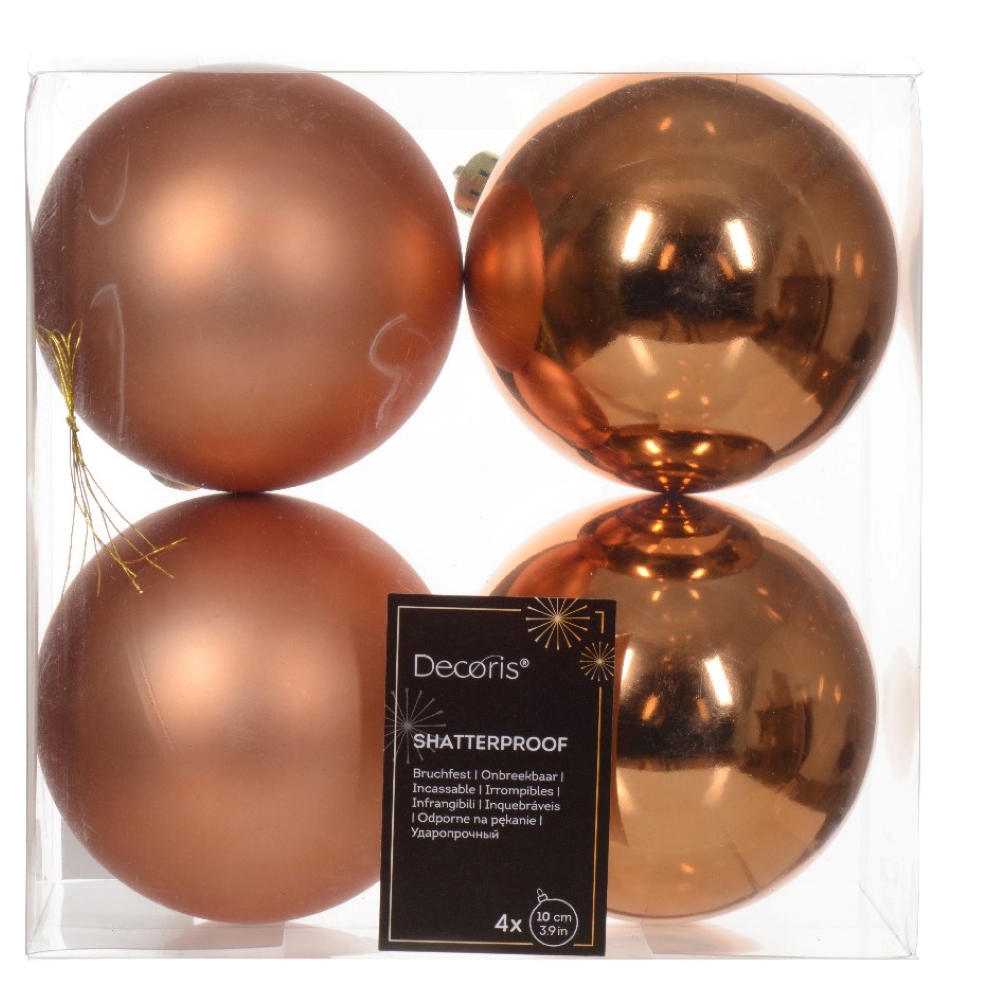 Red Copper 2023 Fashion Colour Shatterproof Baubles - Pack of 4 x 100mm