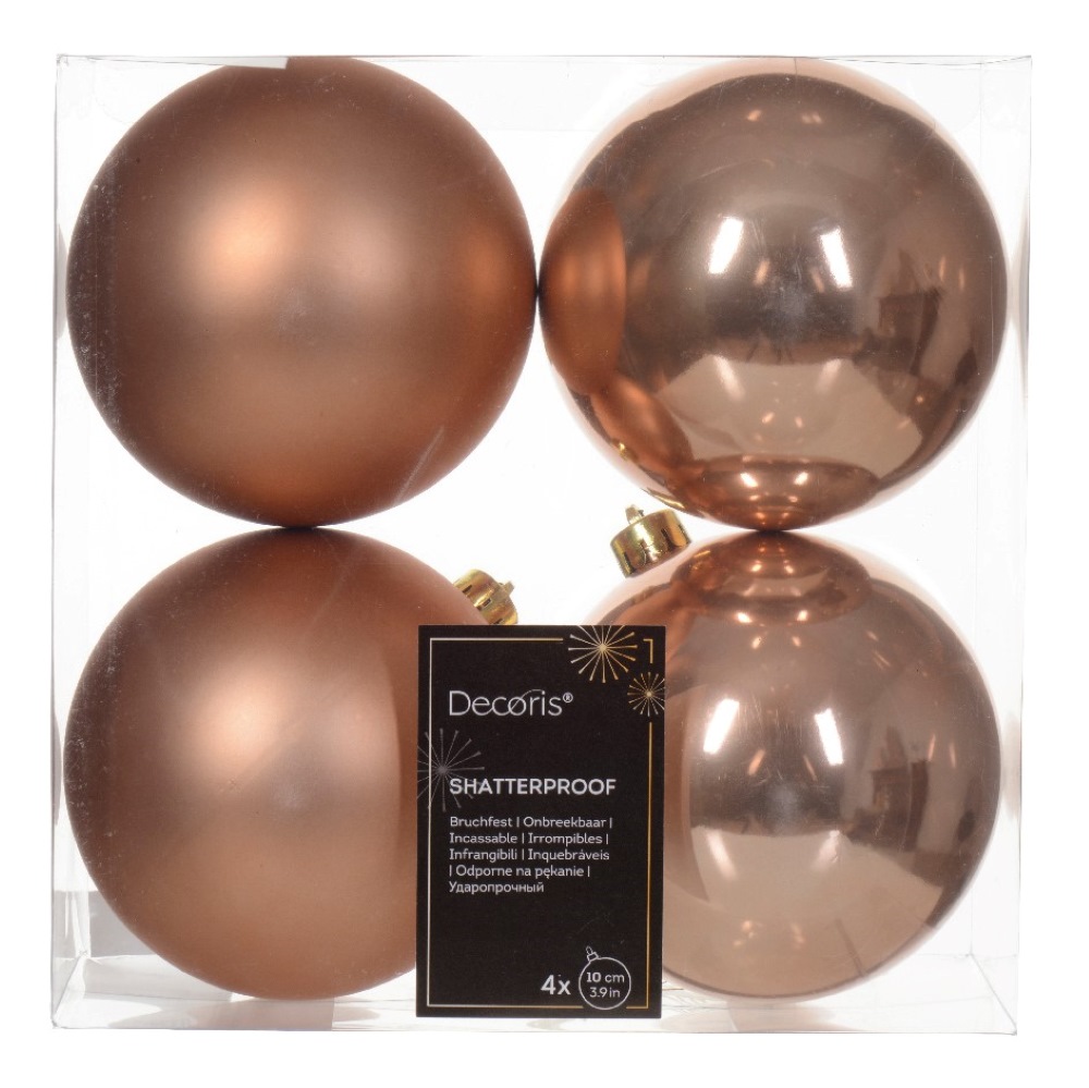 Sparkling Rose 2023 Fashion Colour Shatterproof Baubles - Pack of 4 x 100mm