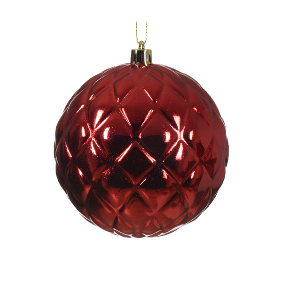 Christmas Red Decorative Shatterproof Bauble - 100mm - Design 4