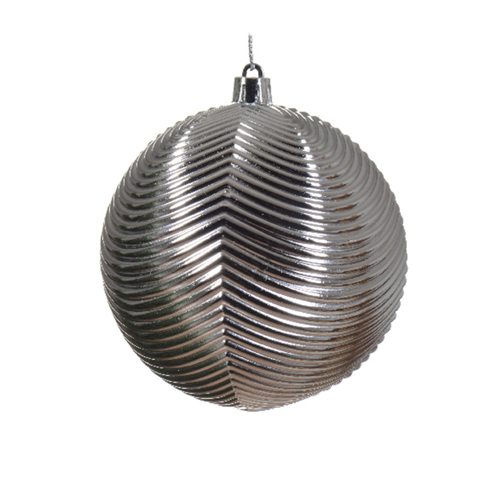 Silver Decorative Shatterproof Bauble - 100mm - Design 1