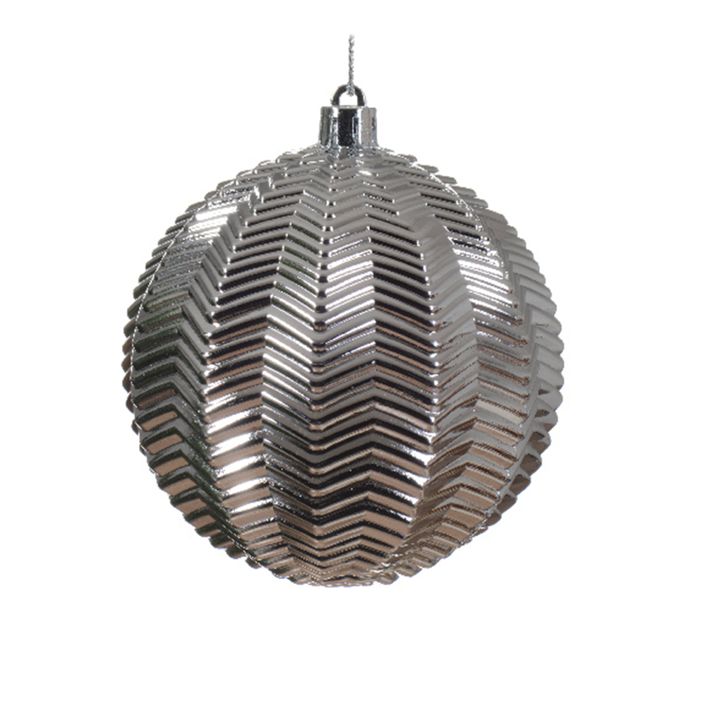 Silver Decorative Shatterproof Bauble - 100mm - Design 2