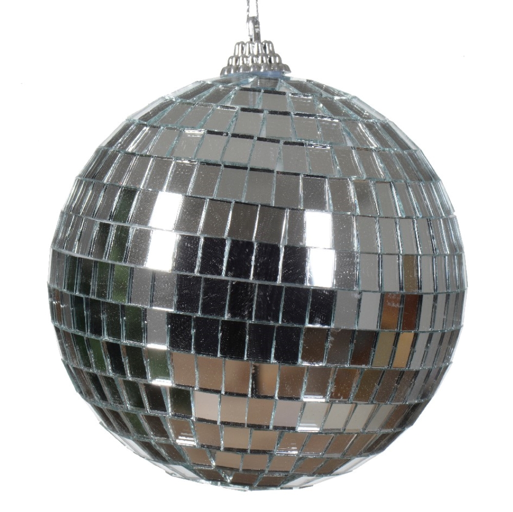 Silver Glitterball Bauble - 100mm
