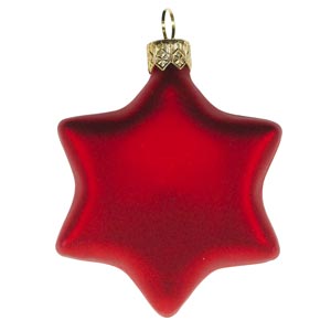 Krebs 4 X 7cm Red Glass Star Shaped Christmas Tree Decorations.