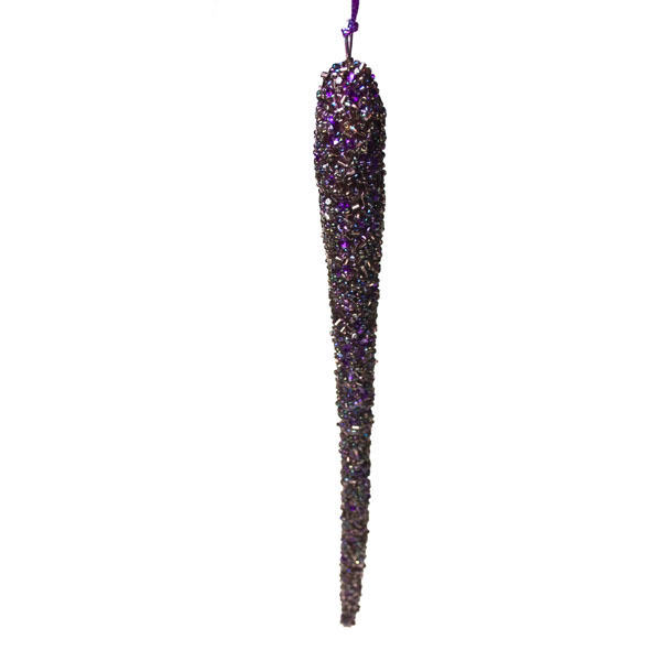 Violet Beaded Icicle - 15cm