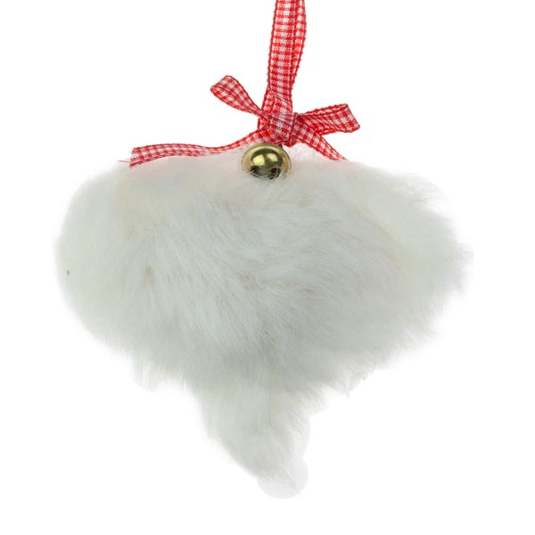 Fluffy White Hanging Heart - 10cm