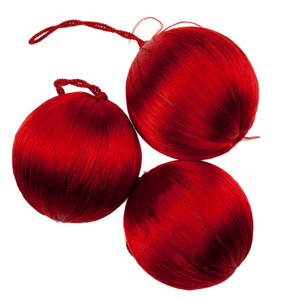 Red Silk Ball Hanging Decorations - 3 x 70mm
