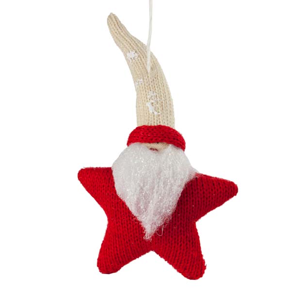 Nordic Knitted Santa Fabric Hanging Star Decoration