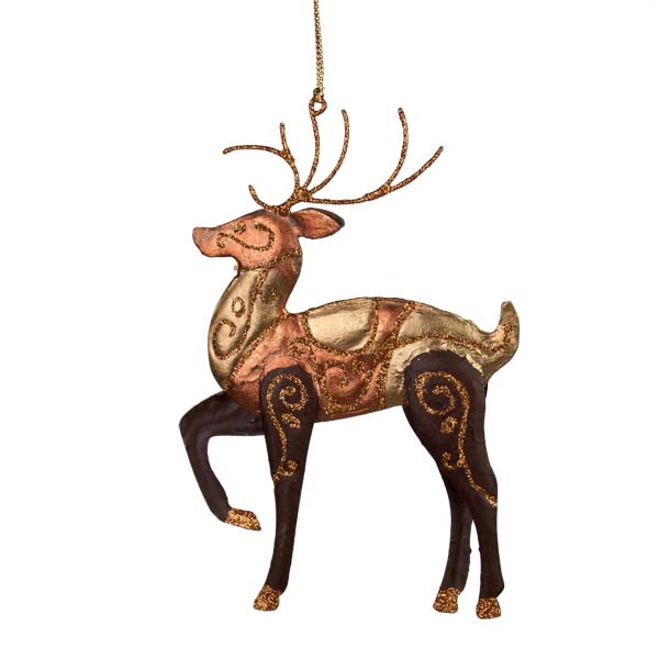 Decorative Gold/Brown Metal Standing Reindeer
